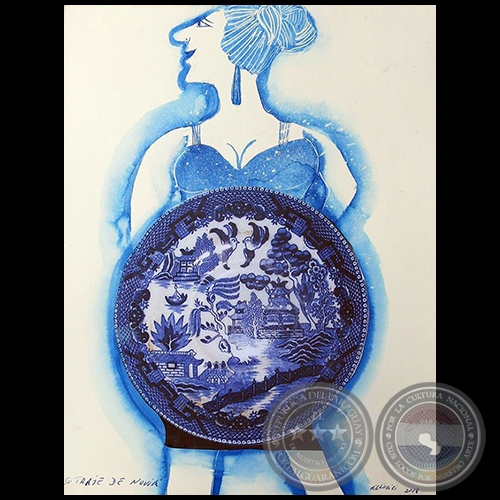 El traje de novia - Serie AZUL dibujo sobre papel de Ricardo Migliorisi - Año: 2018